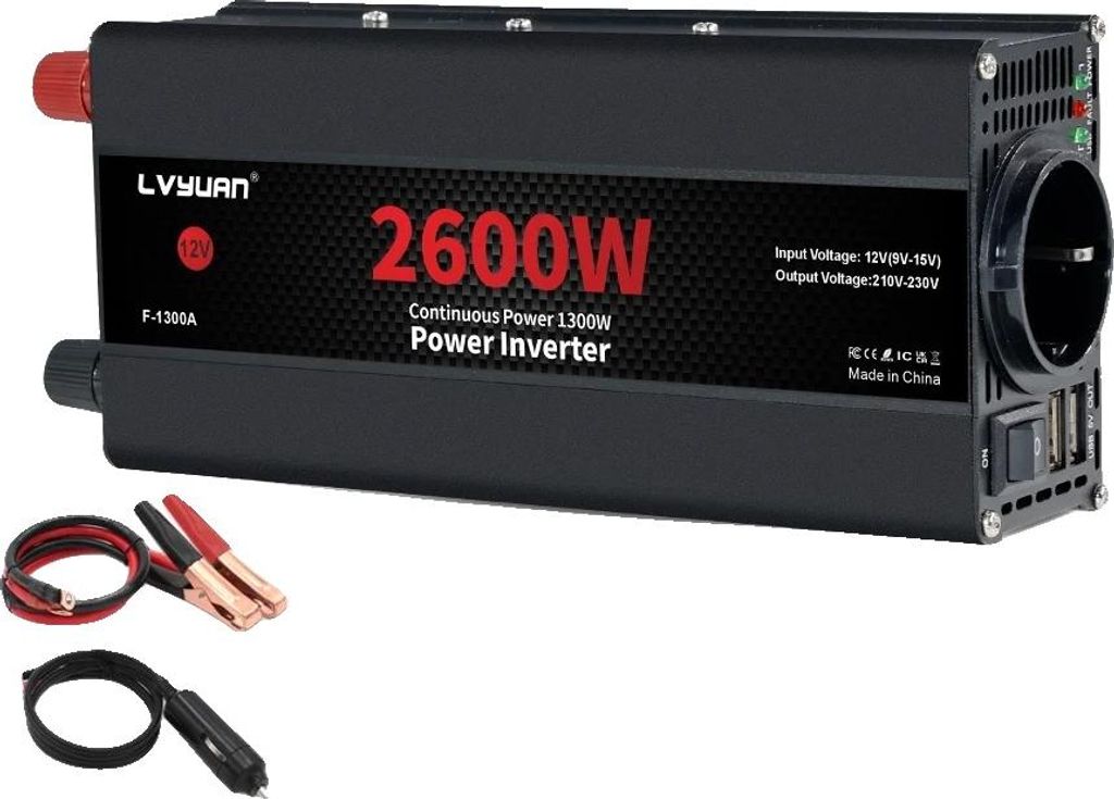 Auto-Inverter, modifizierte Sinuswelle, USB-Ausgang, 12V-220V-2600W