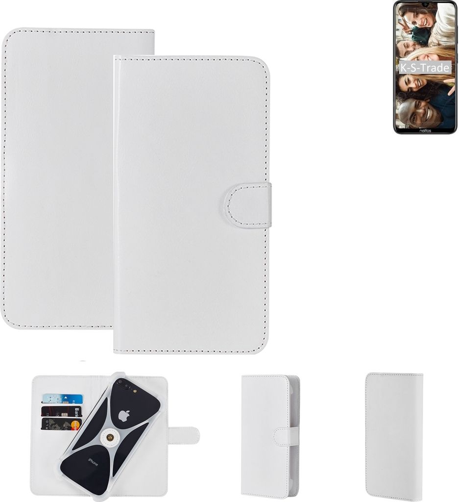 K-S-Trade Handy Hülle Schutz Hülle kompatibel mit TP-LINK Neffos X20 Pro Cover Case Bookstyle Bumper weiß 1x