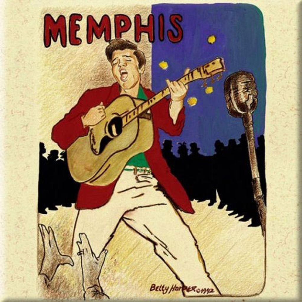 Elvis Presley - Kühlschrank-Magnet "Memphis" RO9544 (Einheitsgröße) (Cremefarbe/Rot)