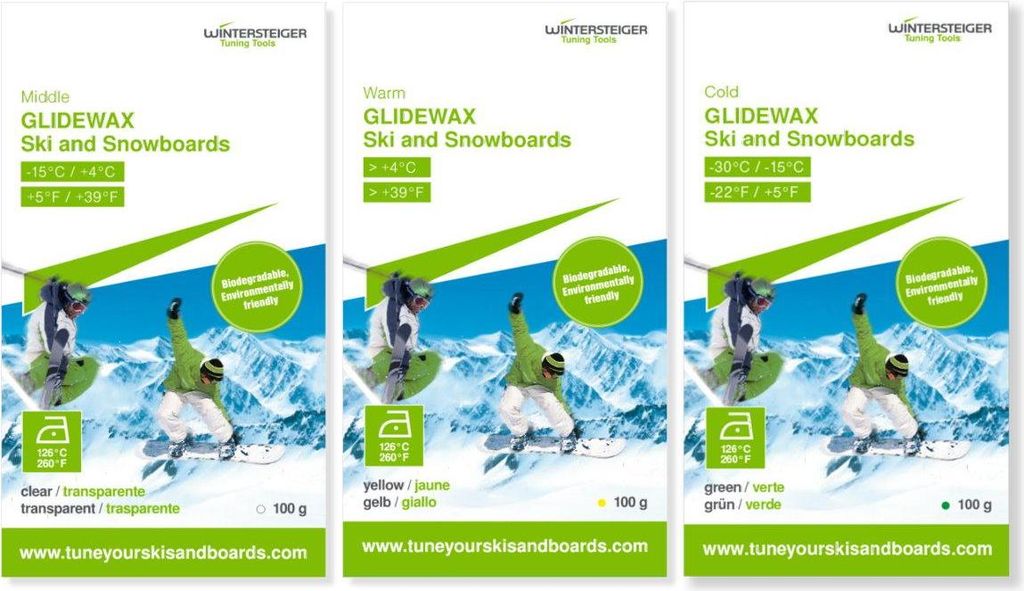 Wintersteiger Glidewax 3er Set Universal Mix Snowboard Wax Skiwachs Wachs 3x100g