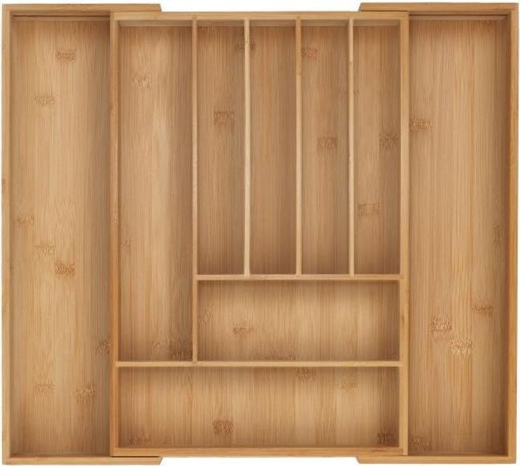 Besteckkasten aus Bambus, verstellbarer Schubladen-Organizer