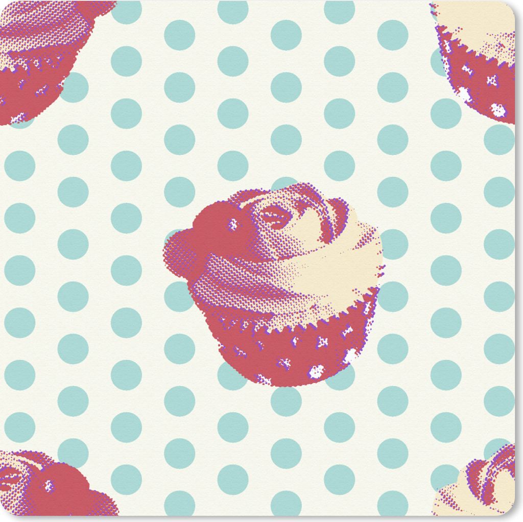 MuchoWow Mauspad Mousepad Muster - Cupcake - Lebensmittel 20x20 cm - Mousepads - Maus Mat - Pad - Mausunterlage - Desk Mat - Bureauartikeln