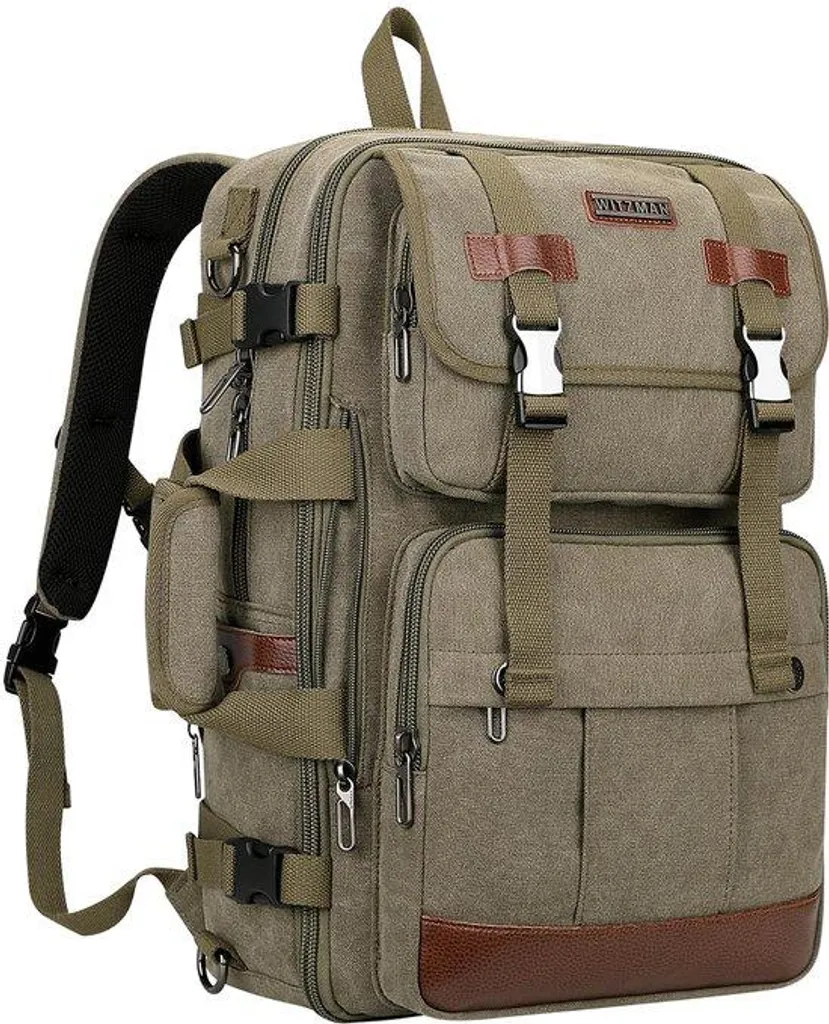 Bagage à main cabine pour homme en toile style vintage avec rangement 17"