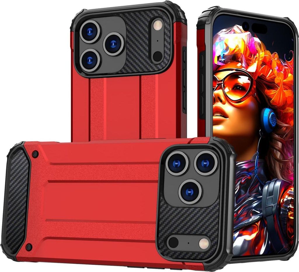 Mobigear Outdoor iPhone 17 Pro Hülle Hardcase Backcover Stoßfest - Rot