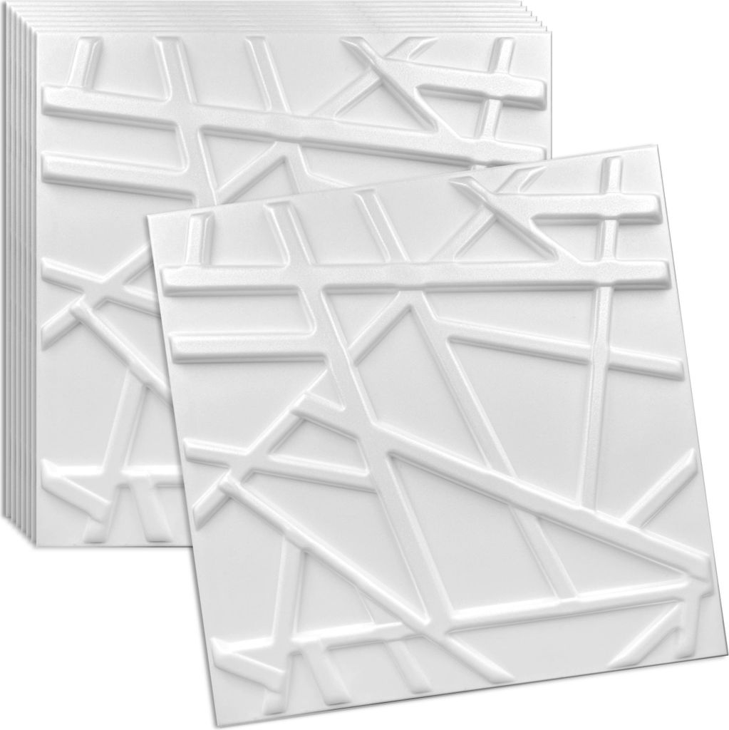 Verdico | 3D Wandpaneele Polystyrol - Weiß - 50x50cm - 8 Stück - Deckenpaneele - 2 m2