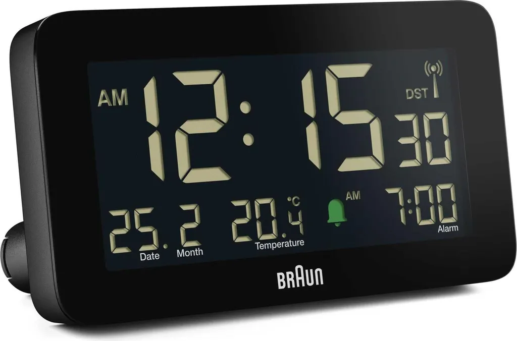 Réveil de table Braun BC10 DCF-B noir idéal pour chambre et bureau moderne