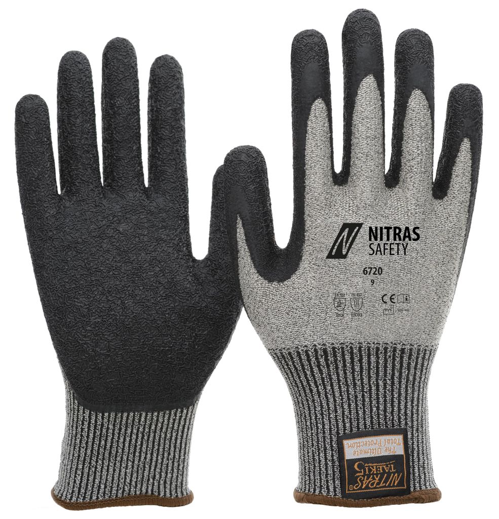 NITRAS TAEKI Schnittschutzhandschuhe, grau / schwarz, EN 388, EN 407 schwarz Gr.: 11
