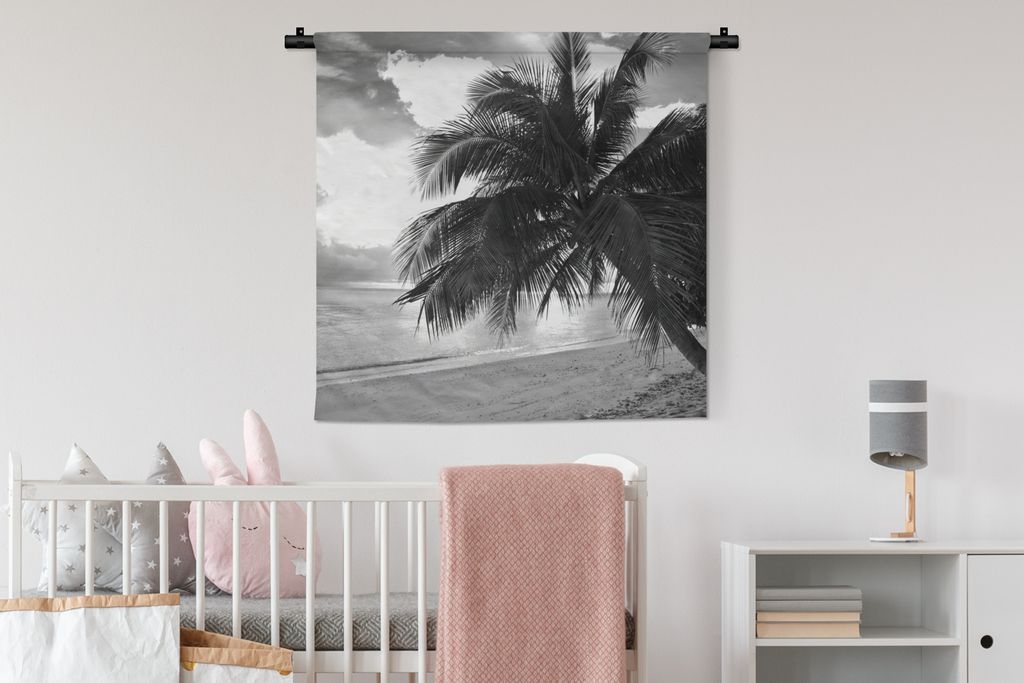 MuchoWow Wandteppich Wandbehang Palmen an der Küste 90x90 cm Tapisserie Dekoration Wandtuch - Wandaufhänger