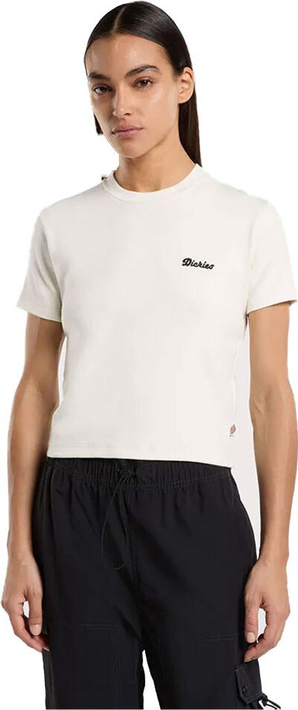 Dickies Lewistown Embro Kurzarm-t-shirt Weiß S Frau Weiß S
