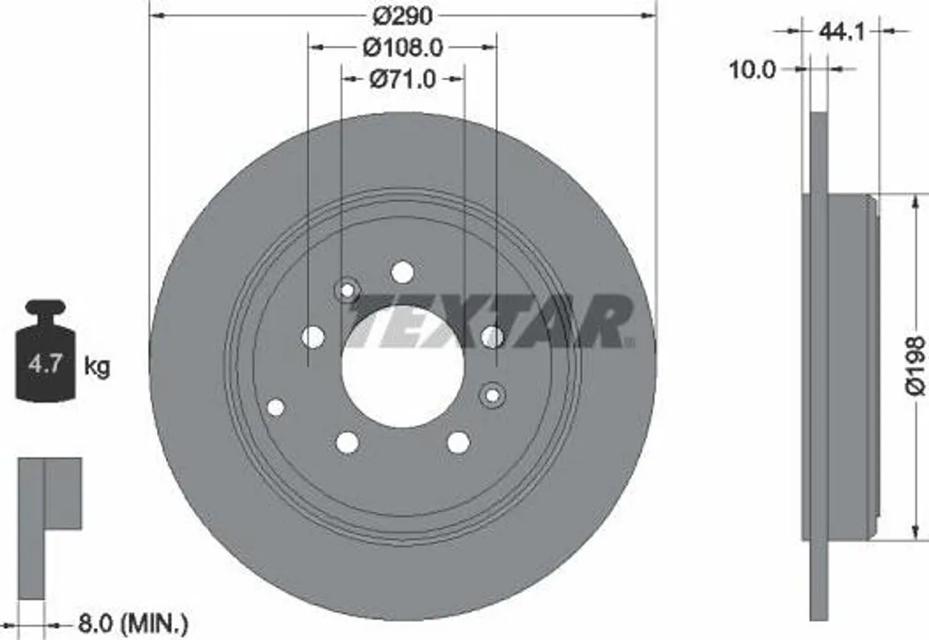 Disque de frein TEXTAR 92054800 OE 4246K9 pour Peugeot 605 Berline