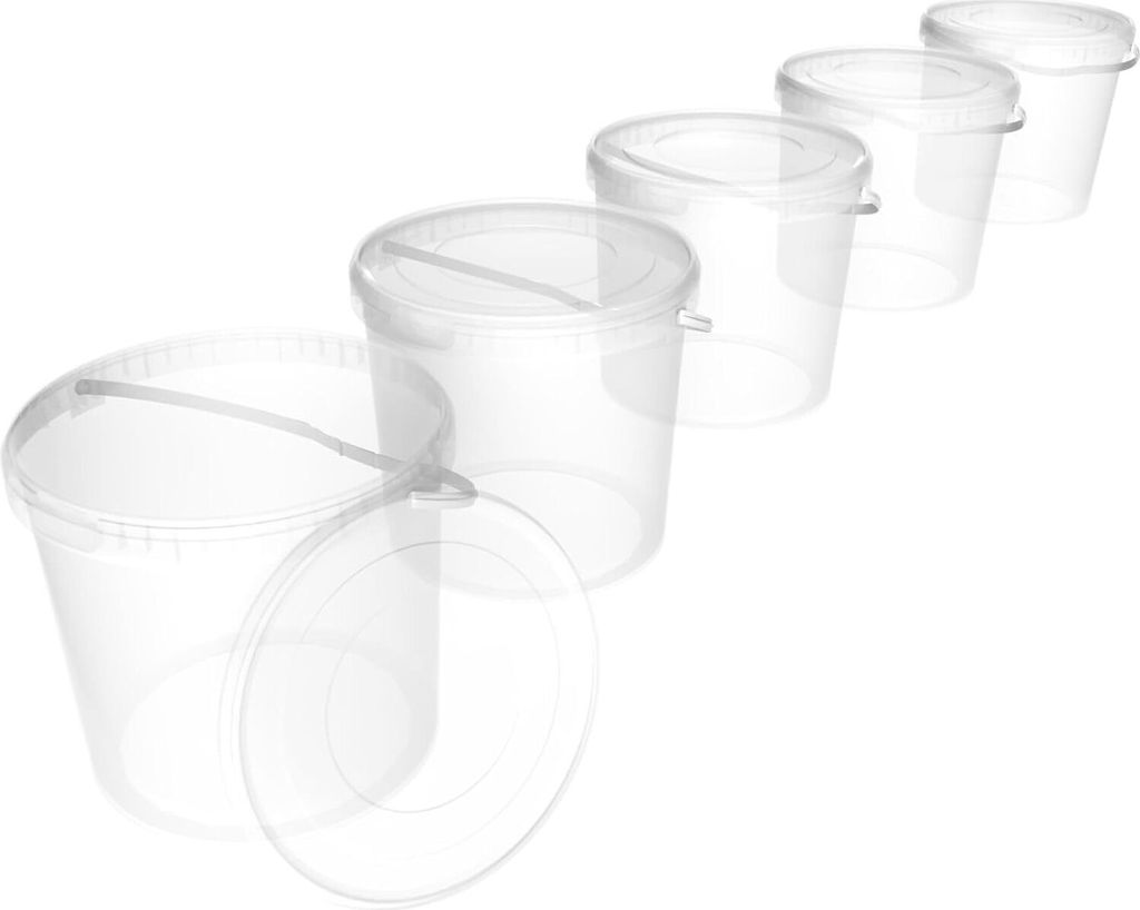 Eimer mit Deckel 10 L | Vorratseimer | Lebensmittelecht Transparent | PP | 5 Stück
