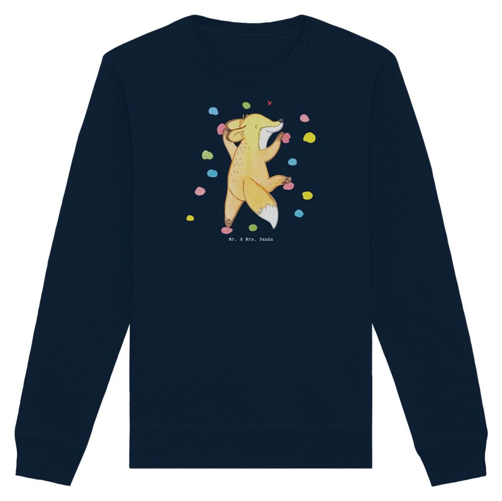 Mr. & Mrs. Panda Rundhals Pullover Fuchs Bouldern Größe L - French Navy - Geschenk, Sweater, Klettern, Pulli, Boulderhalle, Kletterhalle, Baumwol...