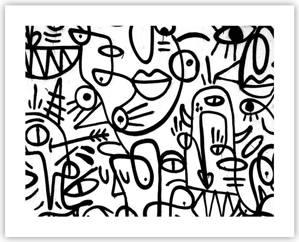 Poster - Poster ohne Rahmen - Zeichnen Cartoon Graffiti - 50x40 cm - Wand Bild - Wanddeko - Wandbilder - Kunstposter - Wandposter - Bilder - Kunstd...