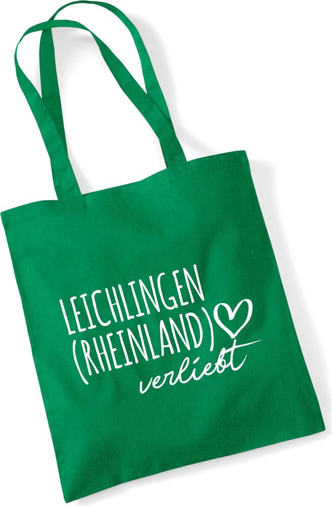 Huuraa Jutebeutel Leichlingen Rheinland verliebt 10 Liter Kelly Green Baumwolle Tasche Geschenkidee