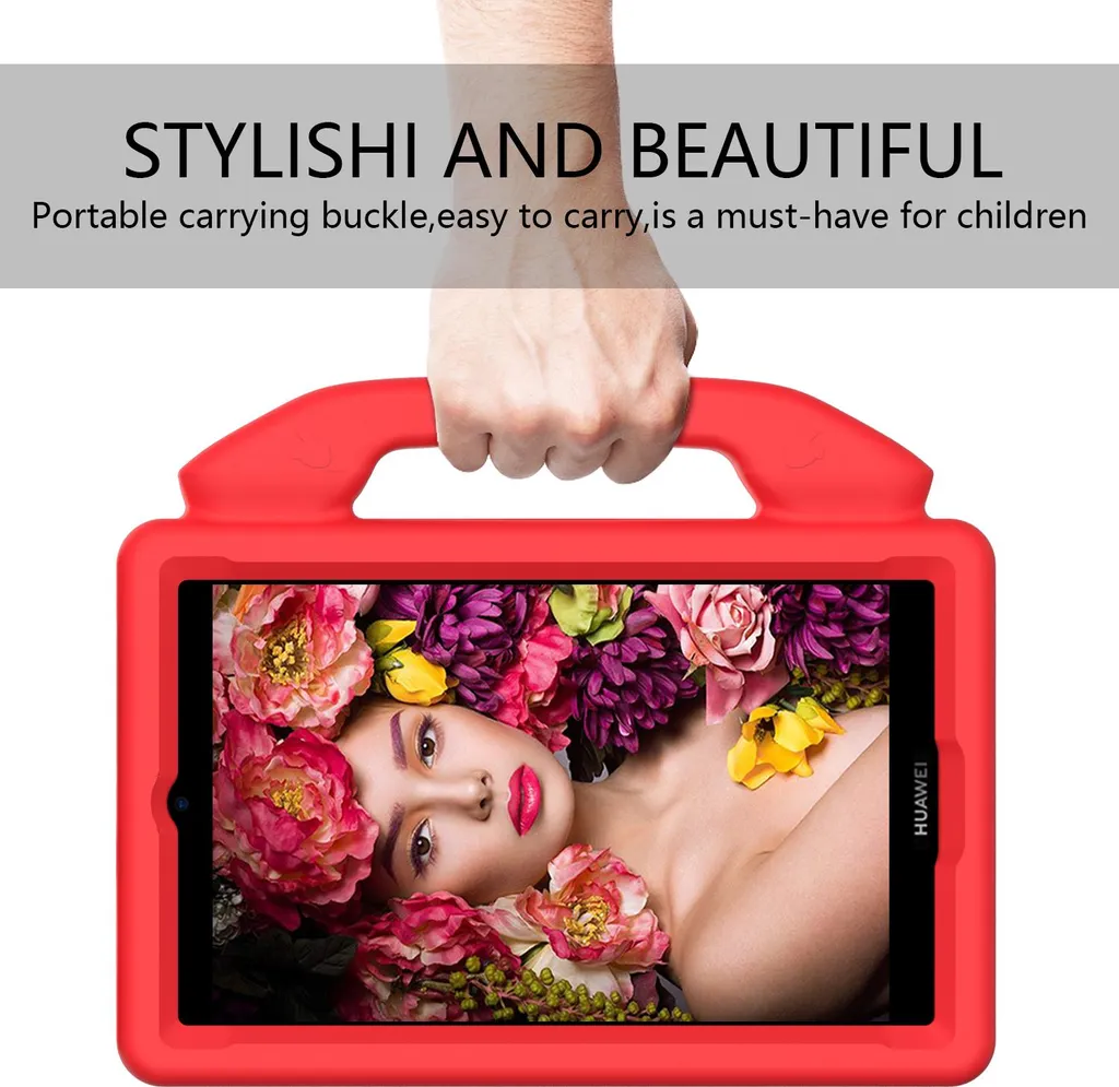 Cover Lenovo Tab M8 4a Gen Bambini - Guscio EVA con Stand Rosso - 4