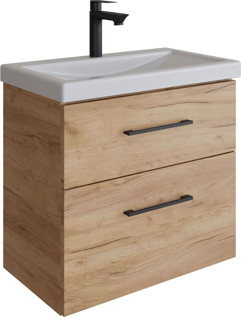Planetmöbel Waschtischunterschrank 63cm Gold Eiche mit Produktbild 