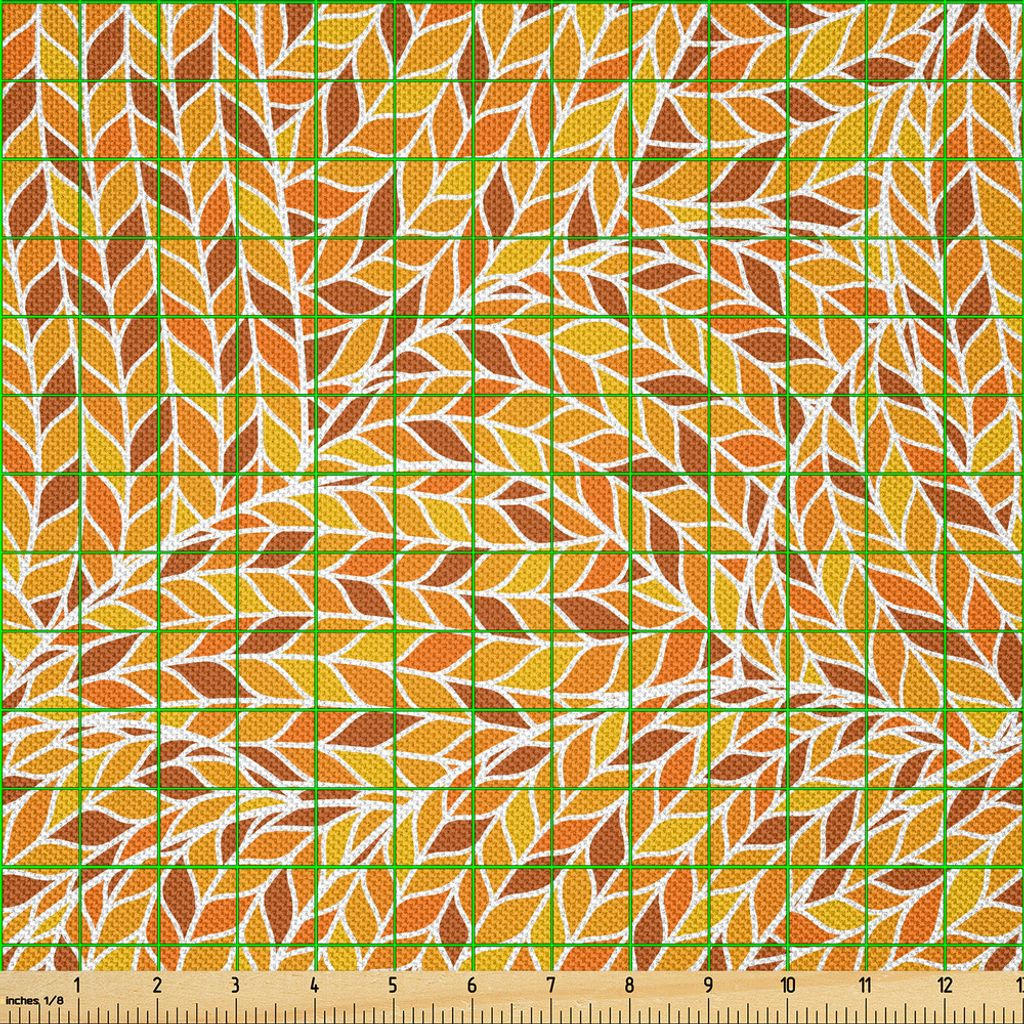 ABAKUHAUS Erdfarben Satin Stoff als Meterware, Herbstsaison färbt Digital-Blätter, die dimensionale Spiralen bilden, 2 M (148 x 200 cm), Erde Gel...