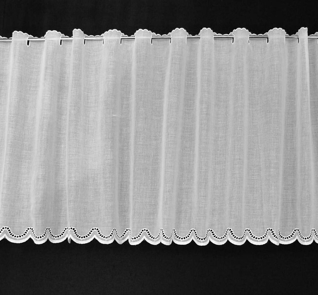 Gardinen Kranzusch Scheibengardine Batist gebogter Abschluss 57x168 cm H/B Weiß Bistrogardine Vorhang Küche 1er Pack