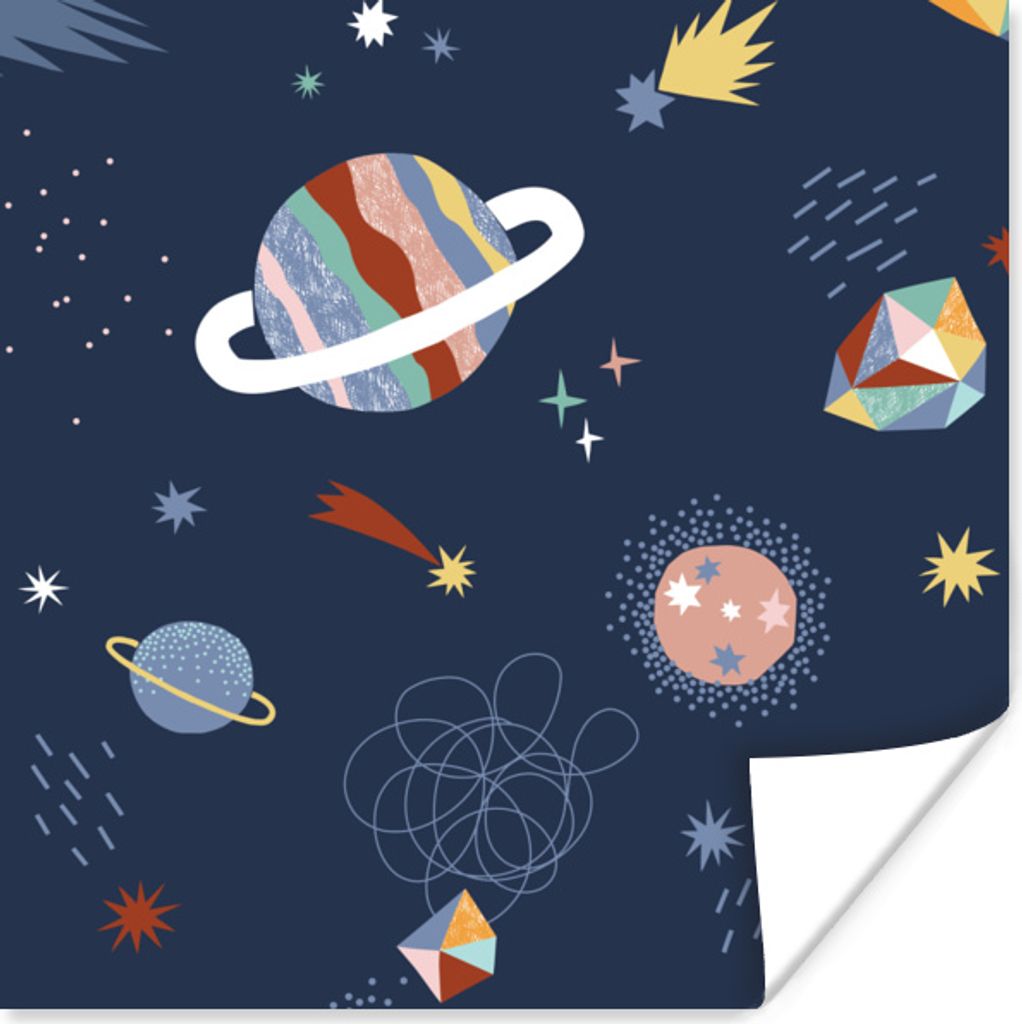 MuchoWow Poster Kinder - Weltraum - Sterne 30x30 cm - Wandposter - Printing