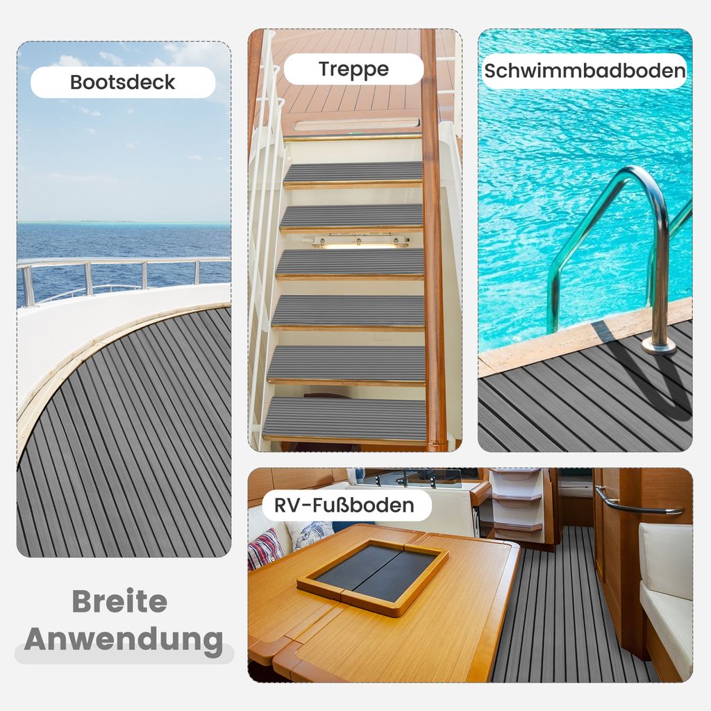 Teak EVA Schaum Yacht Boot Bodenbelag Matte Deck Teppich Selbstklebend  240x90cm