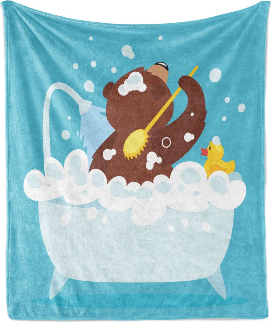 ABAKUHAUS Lustiger Bär Weich Flanell Fleece Decke, Einen Bubbly Dusche, Gemütlicher Plüsch für den Innen- und Außenbereich, 125 x 175 cm, Blau...