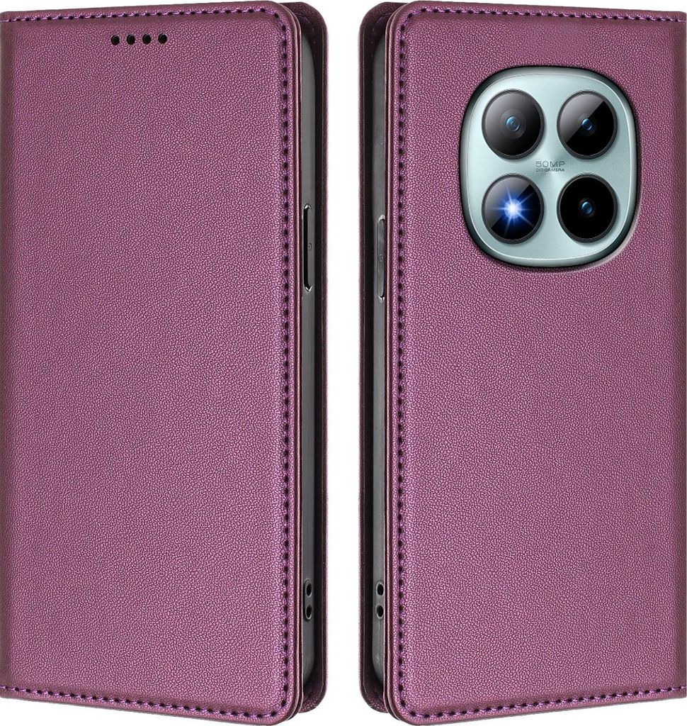 Handyhülle für Xiaomi Redmi Note 15 Pro+, Kunstleder Klapphülle Stoßfeste Magnetische Hülle mit Ständer Lila