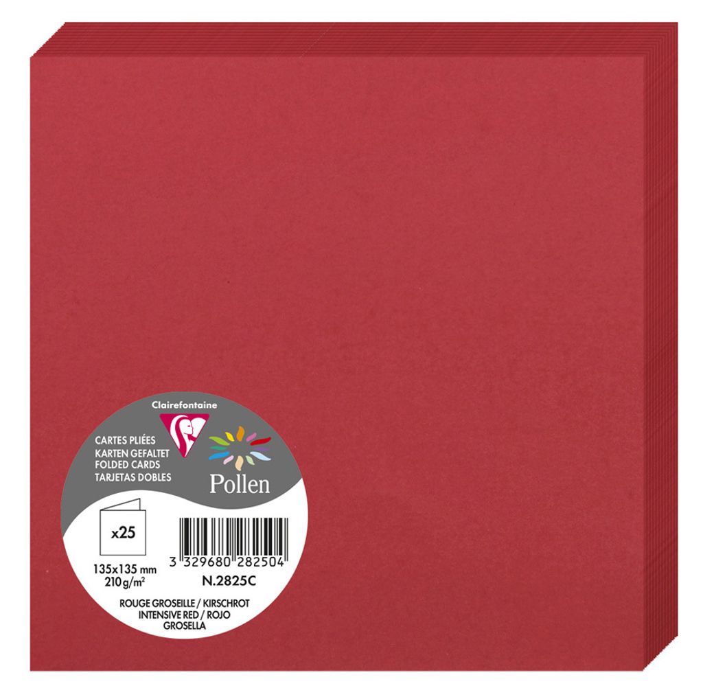 Clairefontaine 2825C, Standard-Grußkarte, Rot, 210 g/m², 135 mm, 135 mm, Frankreich