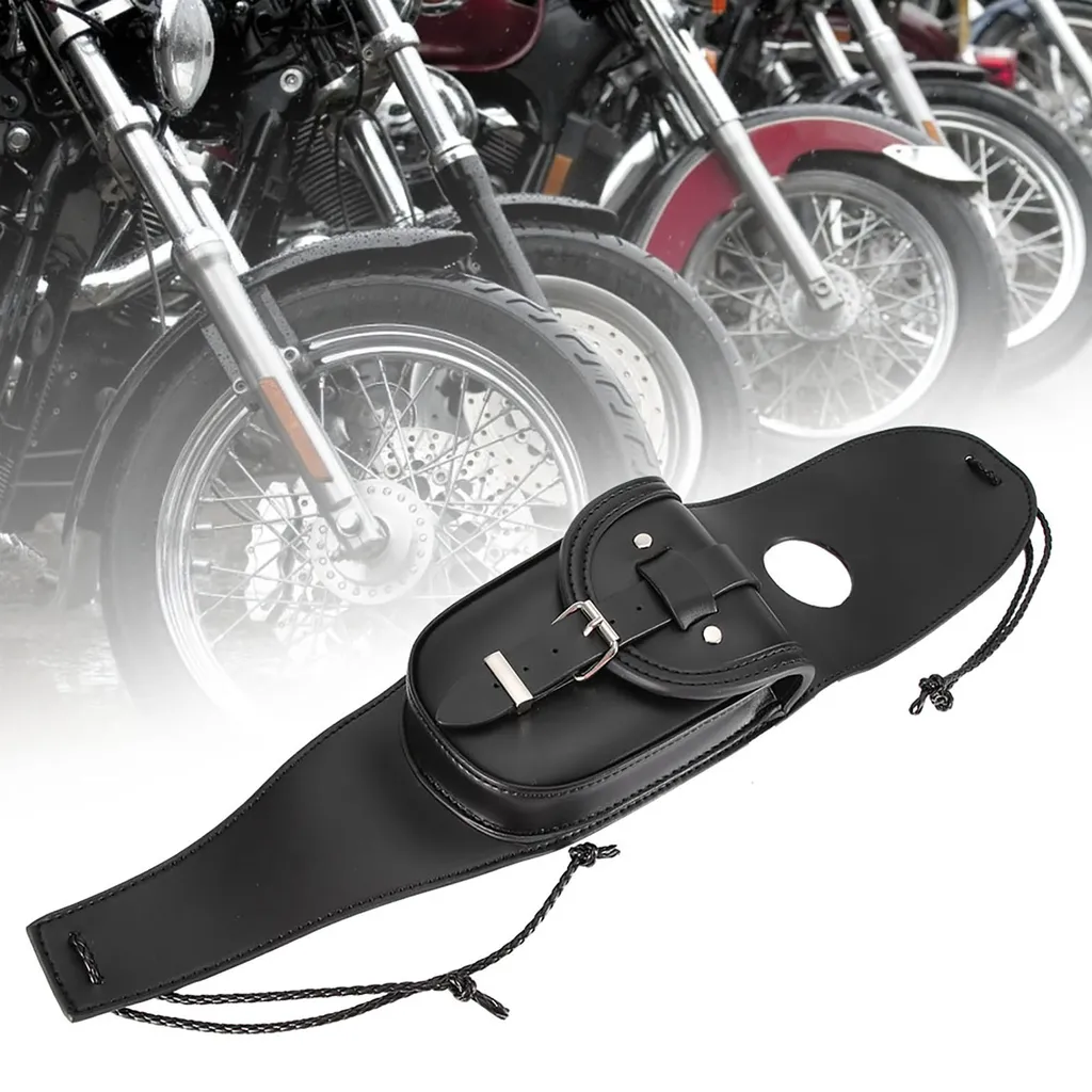 Cache-réservoir moto cuir PU noir résistant avec poche de rangement