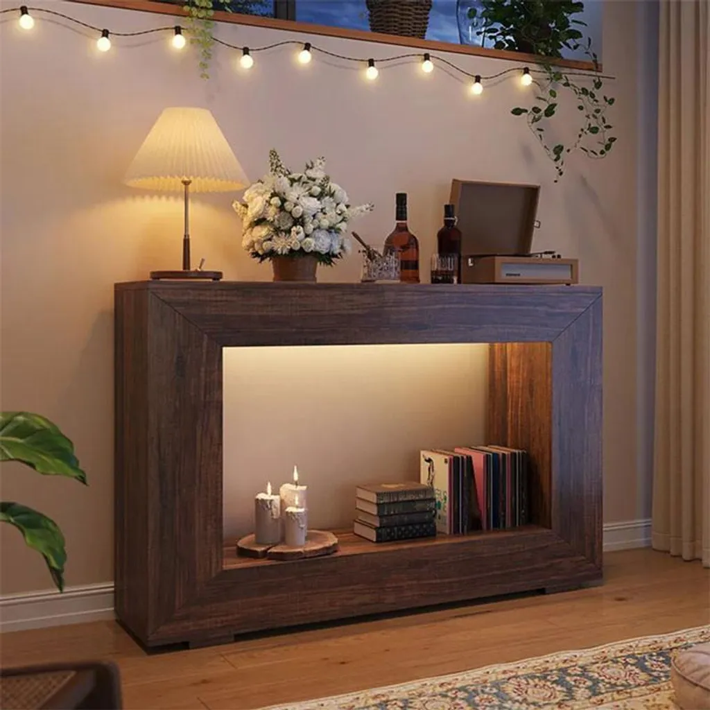Console d'entrée étroite marron, table console de salon 122 x 30 cm - 5