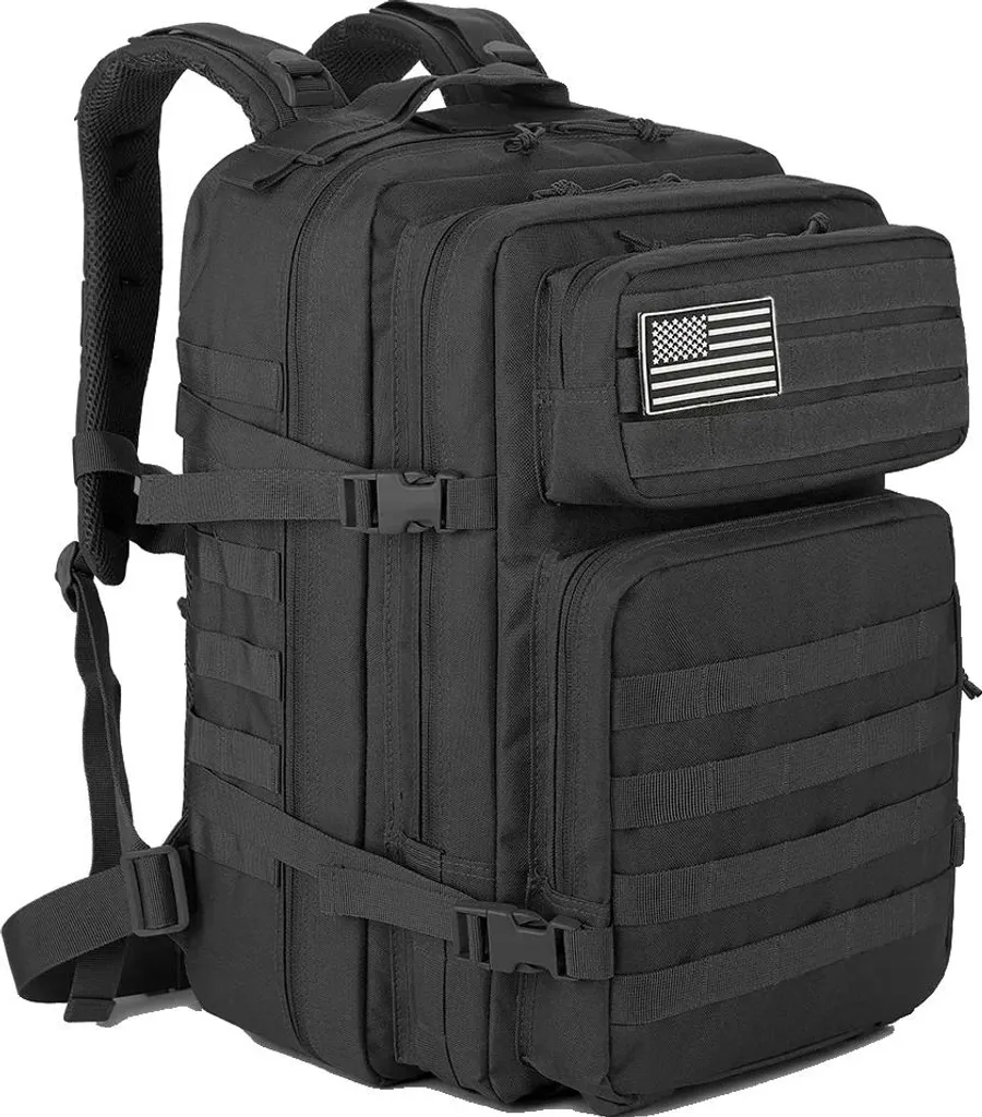 Zaino Tattico Nero Molle - Poliestere 45L per Softair e Outdoor