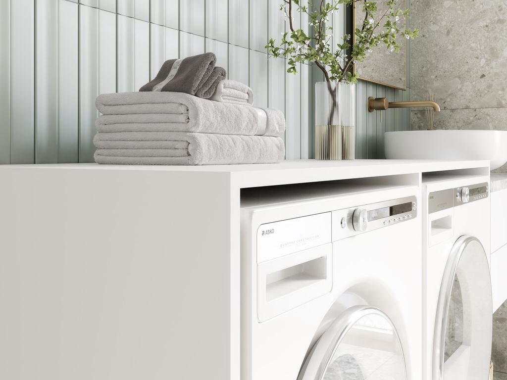 DORA Waschmaschinenschrank 130 cm breit Weiß Matt Produktbild 