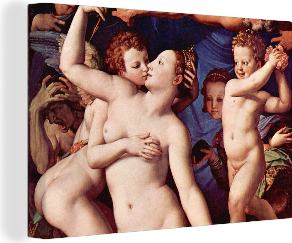 OneMillionCanvasses - Leinwandbilder - 140x90 cm, Venus, Amor, Torheit und Zeit - Leonardo da Vinci, Wandbilder Kunstdruck Wanddekoration - Foto ...