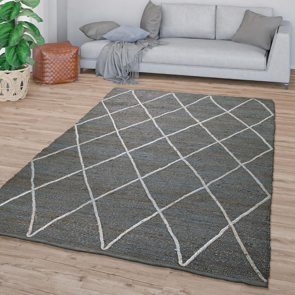 TT Home Wohnzimmer Teppich Kurzflor Handgeknüpft Skandi Produktbild 