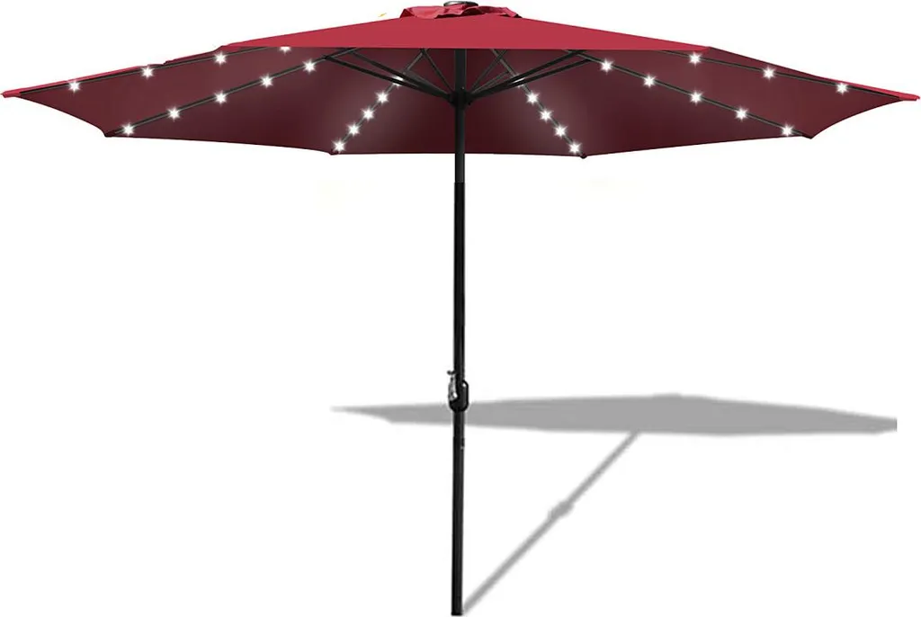 Parasol de Plage et Jardin LED 3,5 m Rouge Protection Solaire UV50+ Max