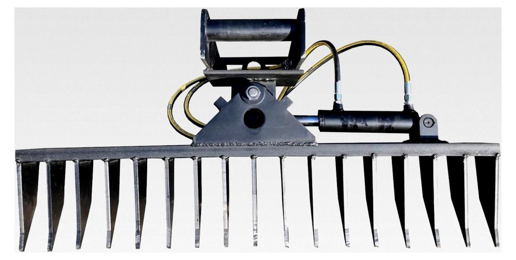 Hydraulisch schwenkbarer Wurzelrechen für Minibagger, Breite 100 cm