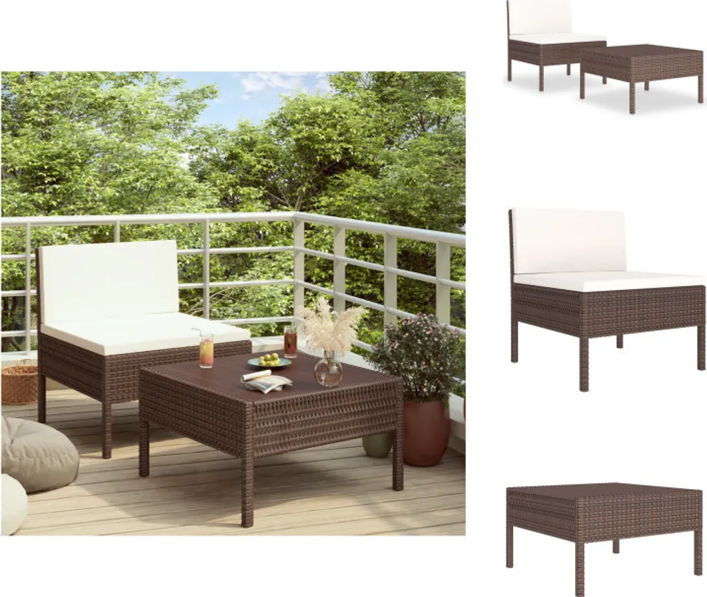 vidaXL set salotto da giardino 2 pezzi con cuscini in rattan marrone - Set di mobili da giardino