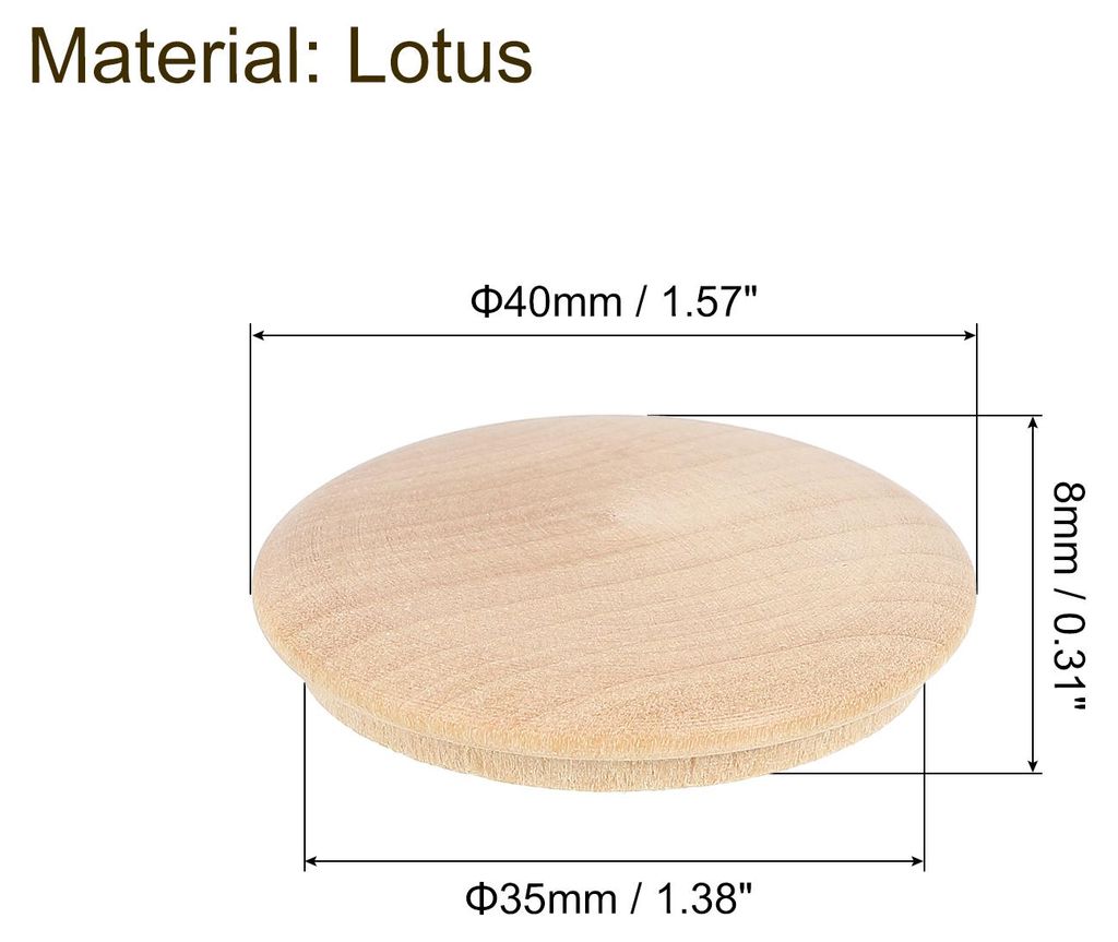 30 Stš¹ck Holzstopfen, 35mm/1,38" Hartholz Lochstopfen Abdeckkappen Holzstecker fš¹r M?bel Holzarbeiten Handwerk Dekor (40mm x 35mm)