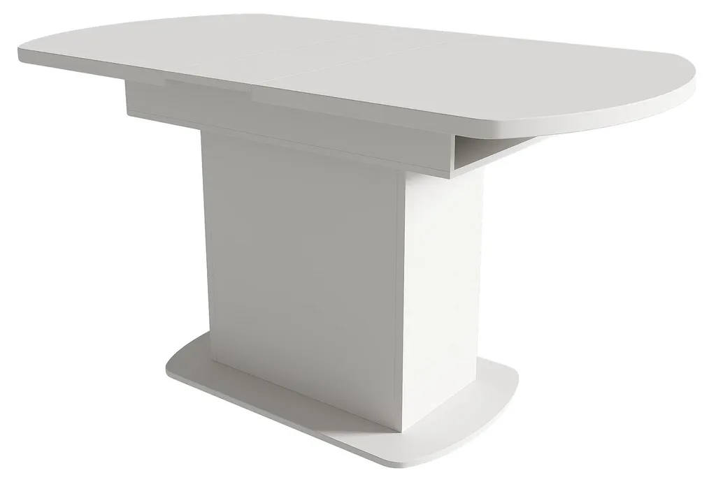 Table ovale peu encombrante blanc et or, plateau aggloméré robuste