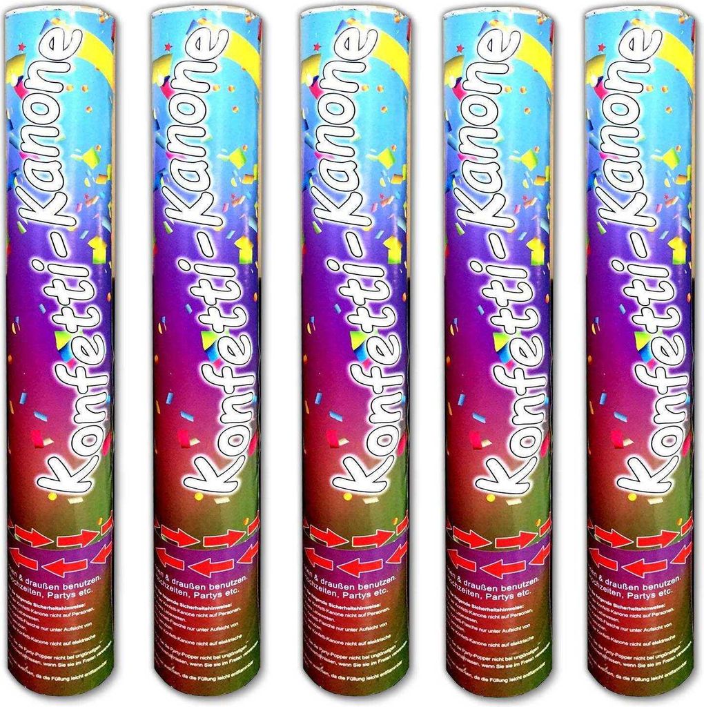 5x Konfettikanone bunt 40 cm Party Hochzeit Geburtstag Shooter Popper Konfettiregen Kanone Partypopper