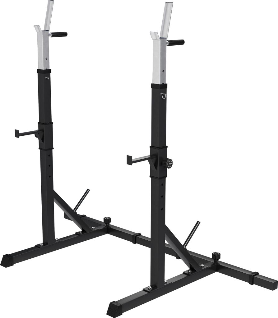 GORILLA SPORTS Langhantelablage - 79 x 150-190 x 133 cm, Verstellbar, mit Dip-Griffen, bis 250 kg belastbar, Schwarz - Squat Rack, Kniebeugenstä...