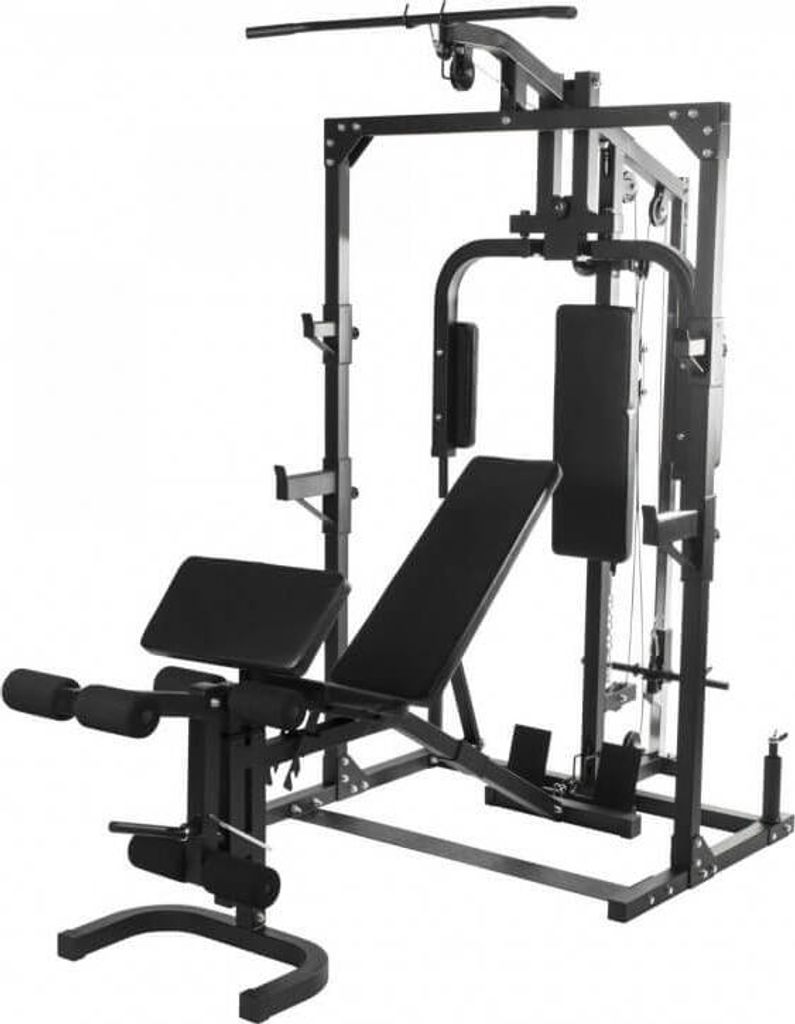 GORILLA SPORTS Kraftstation - Verstellbar, mit Hantelbank, Latzug, Butterfly, Beincurl, Curlpult, 237x119x209,5cm, aus Stahl - Multifunktionale F...