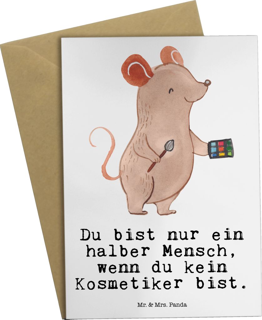 Mr. & Mrs. Panda Grußkarte Kosmetiker Herz - Weiß - Geschenk, Kosmetikstudio, Ausbildung, glückwunschkarten, osterkarten, Beauty Salon, babykart...