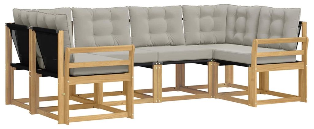 vidaXL Outdoor-Sofagarnitur mit Kissen 6 pcs Weiß und Hellgrau