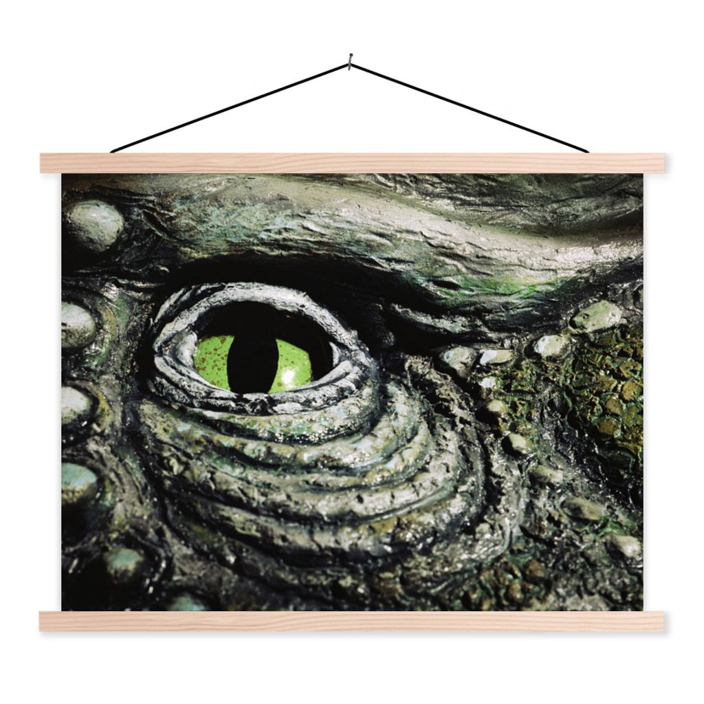 MuchoWow Textilposter Nahaufnahme - Dinosaurier - Auge 40x30 cm mit holzfarbenen Rahmen - Bilder