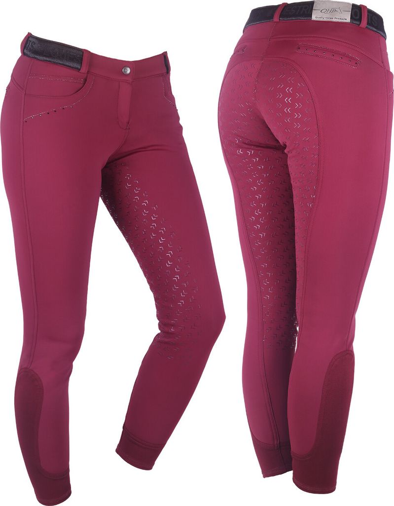 QHP Reithose softshell Alexa vollbesatz Bordeaux, Größe:36