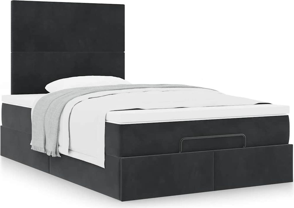 Ottoman-Bett mit Matratzen Schwarz 120x200 cm Samt
