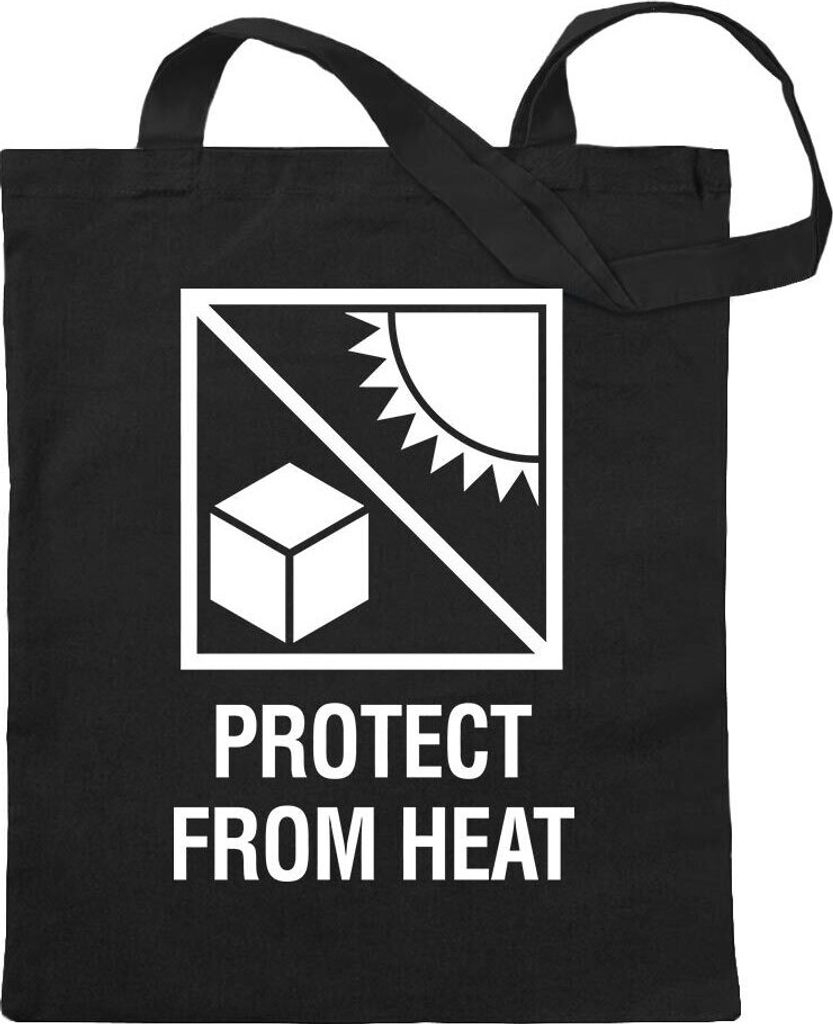 Kiwistar - Baumwolltasche - schwarz - Protect Form Heat - hitze - Tragetasche Stoffbeutel Umhängetasche Langer Henkel