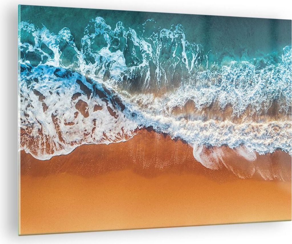 Bilder auf glas - Einteilig - Sand Wasser Strand - 70x50cm - Glasbilder - Wandbilder - Bilder - zum Aufhängen bereit - Wanddekoration aus Glas - G...