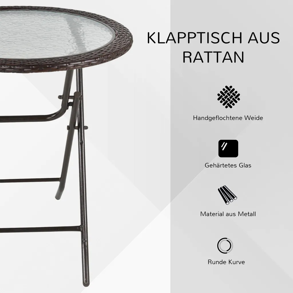Table pliante robuste Ø68cm : gain de place et stabilité pour extérieur