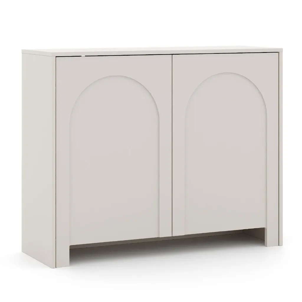 Buffet extra-étroit 35 cm Vento cachemire - Meuble push-to-open 104 cm